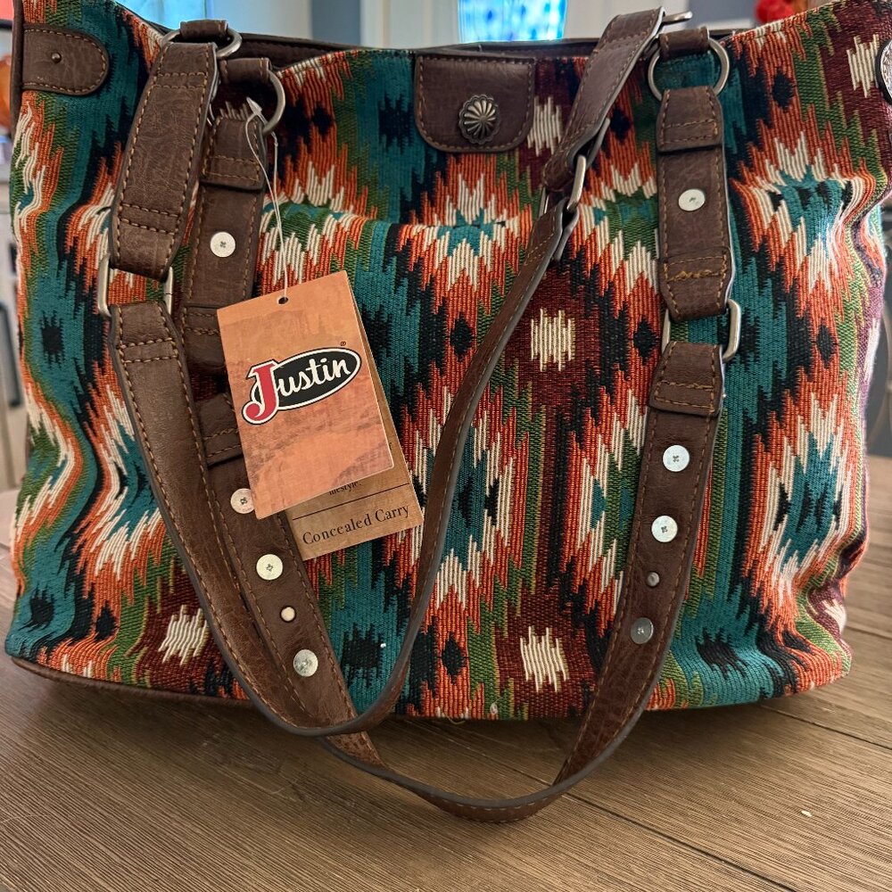NEW! Justin Boots Aztec Concealed Carry Tote